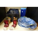 Spode Italian plate and dish, Aynsley, and Stuart Crystal, Swarovski items,