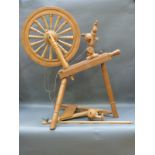 A wooden spinning wheel