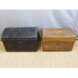 Two vintage metal trunks,