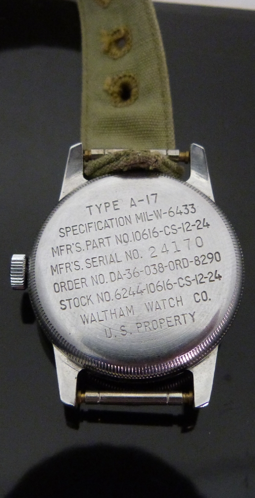 Waltham Type A-17 gentleman's US military wristwatch with luminous hands and Arabic hour numerals, - Image 4 of 6