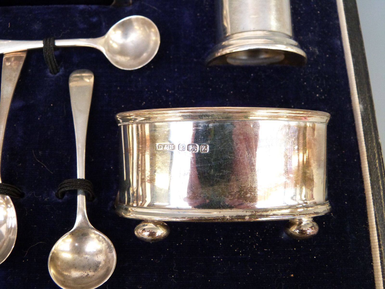 A George V five piece hallmarked silver cruet set, - Image 2 of 2