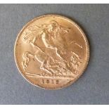 A 1912 gold half sovereign