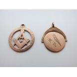 Two 9ct rose gold Masonic fobs, 6.