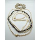 A three strand pearl necklace, further single strand example,