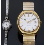 Two Rone wristwatches, one gentleman's automatic with date aperture, two tone baton markers,