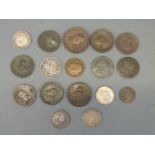 A quantity of George III coinage, comprising a silver 1/6d 1813 bank token,
