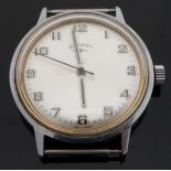 Rotary gentleman's wristwatch with two-tone hands and Arabic numerals, silvered face,