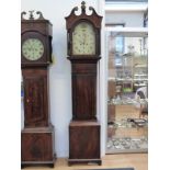 A 19thC 8-day longcase clock in plume mahogany case restored with beaded inlay,