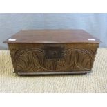 An 18thC or 19thC carved oak bible box,