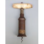 Patent bronze and ivory corkscrew