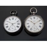 Two hallmarked silver English pocket watches W Rodwell of Leicester and H Stone of Leeds both with