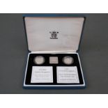 Two Royal Mint UK silver proof Piedfort £1 coins 1995 and 1996,