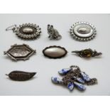 Five Victorian brooches,