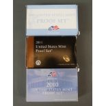 Three USA Mint proof coin sets comprising 2009, 2010 and 2011,