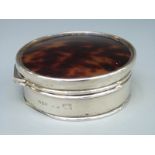 A George V Asprey hallmarked silver and tortoiseshell dressing table pot, London 1923,