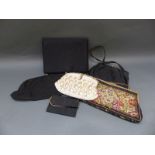 A collection of evening bags to include Petit point floral example,