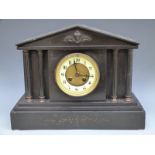 Japy Freres 19thC French two-train slate mantel clock,