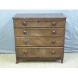 A 19thC mahogany chest of four graduated drawers with cockspur detail,