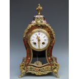 French early Victorian mantel clock with Boulle work decoration to front,