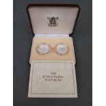 A 1989 Bill and Claim of Rights silver proof Piedfort set comprising two £2 coins with certificates