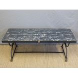 A marble topped coffee table