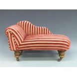 A 19th / 20thC apprentice piece or doll's chaise longue raised on turned oak legs and ceramic