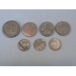 A small collection of Georgian cartwheel coins, to include some two pence, three cartwheel pennies,