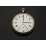 WWII Swiss 'French' gentleman's keyless winding open faced military pocket watch with two-tone
