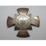 A hallmarked silver Masonic jewel in the form of a Maltese Cross, impressed Canyges Lodge AOD 394,