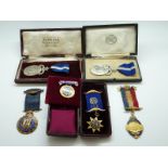 A quantity of RAOB silver gilt and enamel jewels/medals and further unmarked examples,