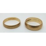 Two 9ct gold wedding bands, 5.