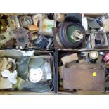 Very large quantity of wall and mantle clock parts including dials, mechanisms, hands,