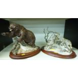 Franklin Mint 'Grizzly' figure and a 'Frisky and Free' leopard and cubs figure,