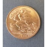 A 1914 gold half sovereign