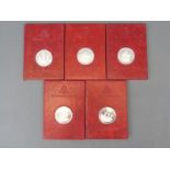 Birmingham Mint 'Discovery in Silver' proof medal coins, five in all,