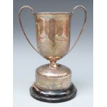 An Edward VII twin handled trophy cup, Sheffield 1906 maker Roberts & Belk, height 13cm,