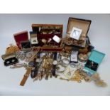 A collection of costume jewellery to include vintage paste necklaces, brooches, silver ring,