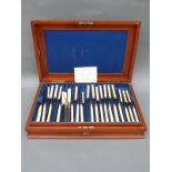 A cased canteen of 19thC ivory handled knives