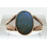 A Victorian ring set with an opal doublet, size L/M, 1.