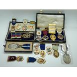 A large quantity of Masonic jewels from various lodges, includes enamel examples, some cased.