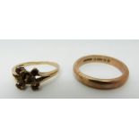 A 9ct gold wedding band and a 9ct gold ring, 8.