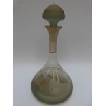 A mid-20thC art glass carafe signed Jon Art,