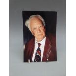 Patrick Moore signed photo with business card