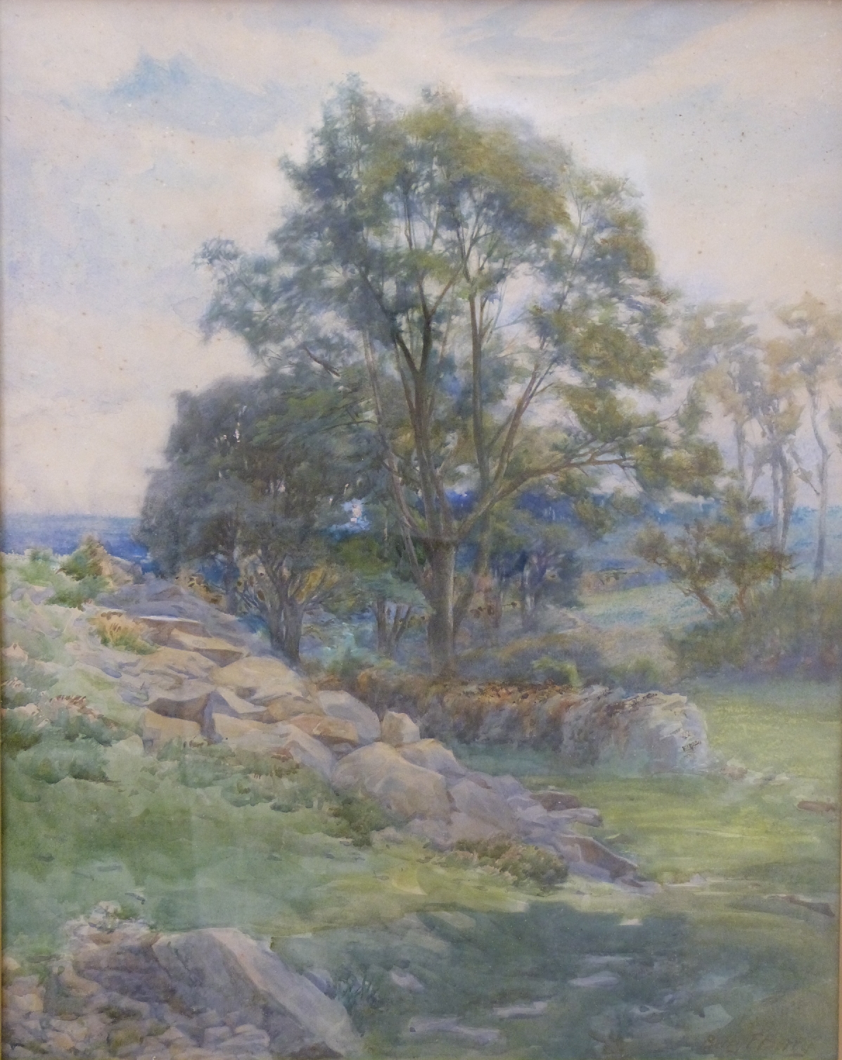 Francis Berry watercolour rural scene 'A Winding Path and a Stony Corner', signed lower right,