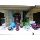 A collection of studio / art glass including 19thC examples and a ceramic vase