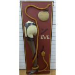 La Nouvelle Eve mid-20thC style advertising sign with rope serpent entwining a stockinged leg,