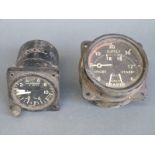 A Dunlop aircraft brake gauge marked ACO 9719 and an acceleration gauge marked mod inst A / 278