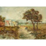 Oil on canvas possibly Middle Eastern scene, indistinctly signed possibly Meyer,