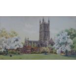 William Wiehe Collins (1862-1951) watercolour Gloucester Cathedral, signed and titled lower left,