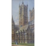 William Wiehe Collins (1862-1951) watercolour Lincoln Cathedral, signed and titled lower left,